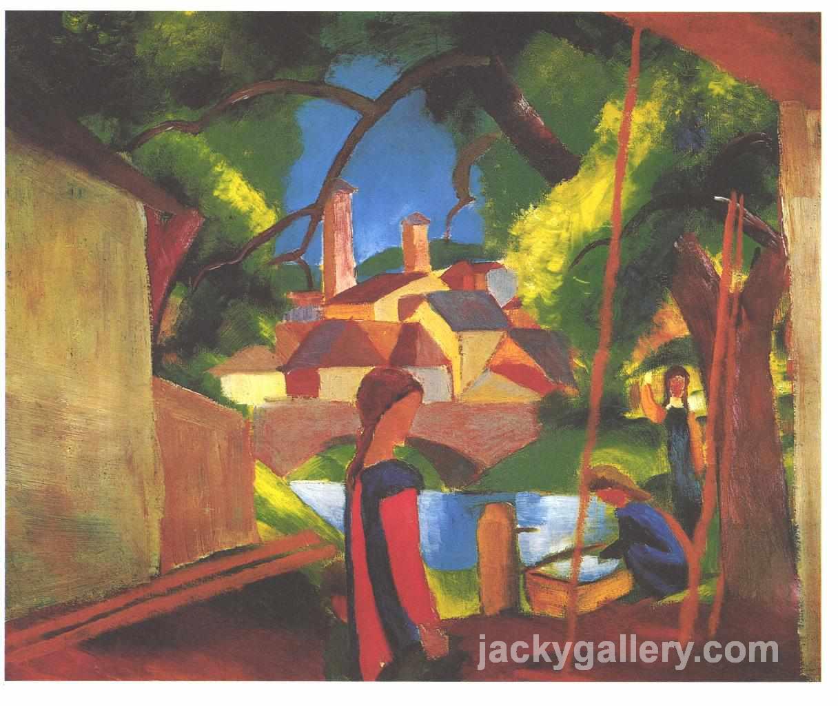 Children at the fountain, August Macke painting
